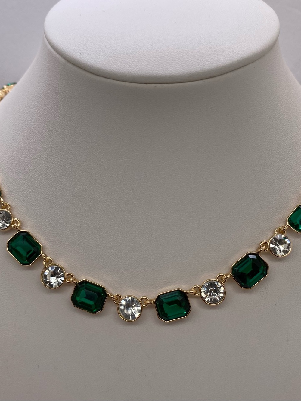 Anne Klein Green Crystal and Gold-Link Necklace - Women Jewelry